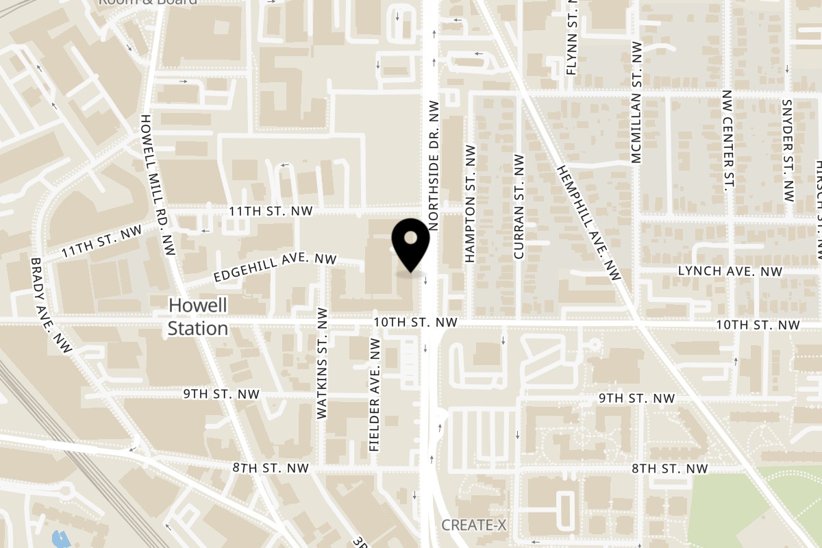 Map showing the location of Circle Poke on 1000 Northside Dr NW #950 in Atlanta